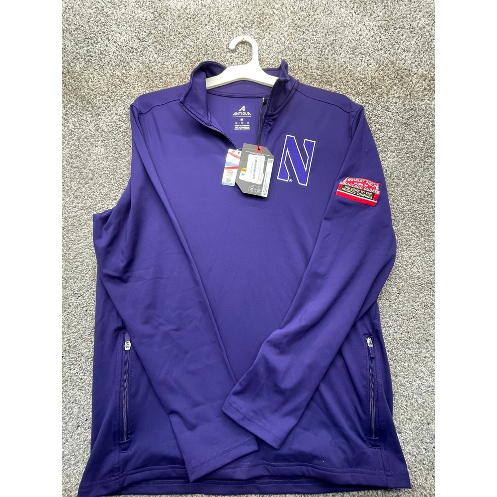 Antigua 1/4 Zip Pullover Men M Purple NEW Northwestern Wrigley Field Cubs